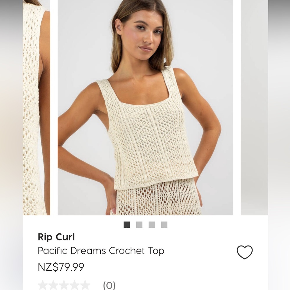 Rip Curl Cream Crochet Tank Top - Picture 6 of 7